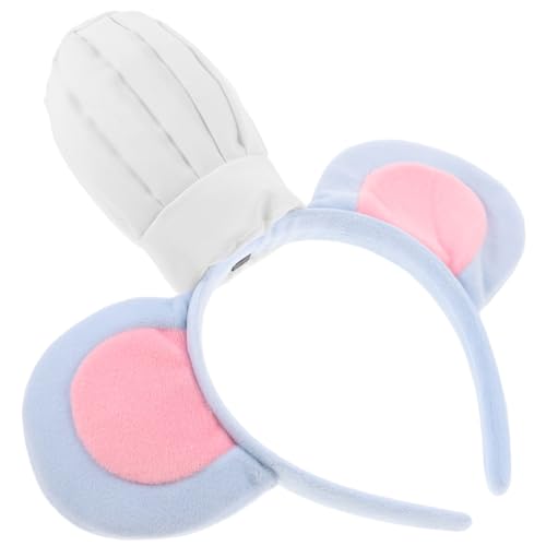 HAMPPLIES Niedlicher Mäuseohren Haarreif mit Weißer Kochmütze Weicher Stirnband für Kindergeburtstag Karneval und Rollenspiel Kindgerecht für Jungen und Mädchen Charmantes Kostüm Accessoire von HAMPPLIES