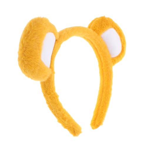 HAMPPLIES Niedliches Bärenohren Stirnband aus Plüsch Angenehm und Rutschfest Vielseitiges Tierohren Haarband für Frauen Geeignet für Halloween Cosplay und Partyzubehör in Gelb von HAMPPLIES