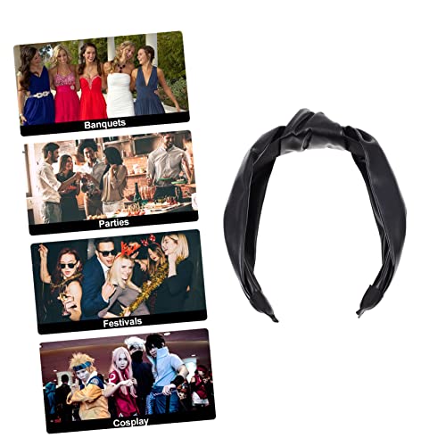 HAMPPLIES PU Leder Haarband Breit mit Knoten Rutschfester Haarreif für Damen Modisches Stirnband für Party Alltag und Festlichkeiten Leichtes Bequemes Haarschmuck Accessoire von HAMPPLIES