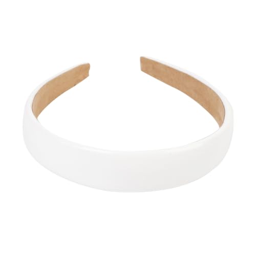 HAMPPLIES PU Leder Haarreif Weiß Breitkrempiges Stirnband Damen Rutschfester Kopfschmuck Leichtes Strapazierfähiges Accessoire für Alltag Party Cosplay und Festliche Anlässe von HAMPPLIES