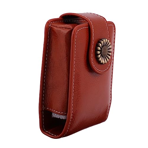 HAMPPLIES PU Leder Kosmetik Organizer mit Spiegel Tragbare Lippenstift Hülle in Weinrot für Lippenpflege Stilvolles und Make Up Täschchen für Damen und Mädchen von HAMPPLIES