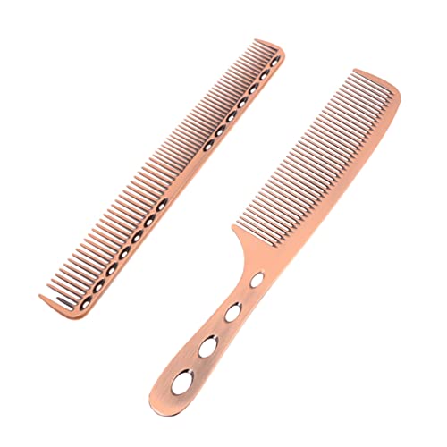 HAMPPLIES Pack Aluminium Haarschneider Kammset für Männer und Professionelle Friseurkämme Haarschneidewerkzeug Detangler Kamm Bronze für Salon und Zuhause von HAMPPLIES