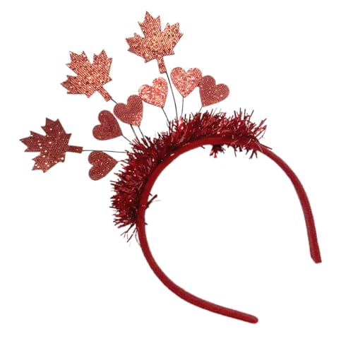 HAMPPLIES Party Stirnband Ahornblatt Herz Haarschmuck Nationalfeier Langlebiges Filzmaterial Festliche Kopfbedeckung für Damen und Mädchen für Tag und Kostümpartys von HAMPPLIES
