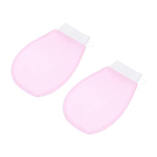 HAMPPLIES Peelinghandschuhe für Damen Rosa Doppelseitige Bad und Duschhandschuhe mit Sanftem Massageeffekt zur Effektiven Entfernung von Abgestorbener Haut Hautschonend und Reisefreundlich von HAMPPLIES