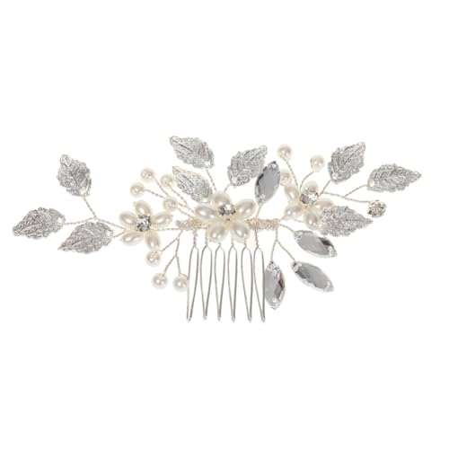 HAMPPLIES Perlen Haarkamm mit Strasssteinen Silber Braut Haarschmuck Eleganter Seitenkamm für Damen Hochzeit Haarkamm mit Perlen und Funkelnden Kristallen für Festliche Frisuren von HAMPPLIES