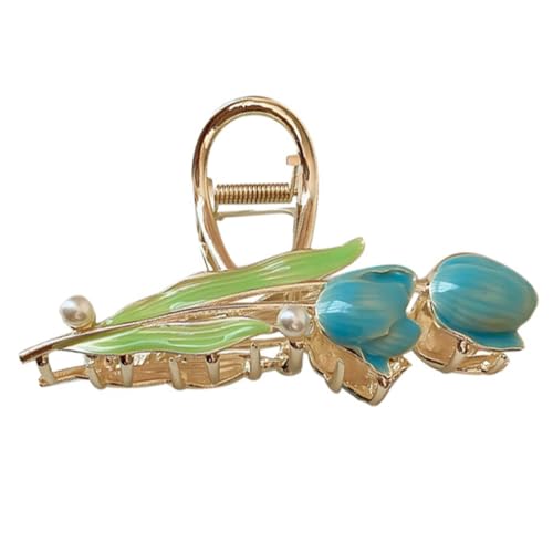 HAMPPLIES Perlen Haarklammer Metall Tulpen Haarkralle Damen Haarschmuck Eleganter Haarclip für Haartypen für Hochzeiten und Besondere Anlässe von HAMPPLIES