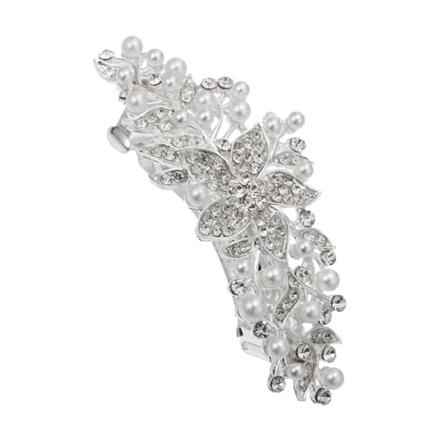 HAMPPLIES Perlen Haarspange mit Funkelnden Strasssteinen Silberfarbener Blumen Haarklammer für Damen Modisches Haarschmuck Accessoire für Hochzeit Party und Alltag Langlebig und Einfach zu HAMPPLIES Perlen Haarspange mit Funkelnden Strasssteinen Silberfarbener Blumen Haarklammer für Damen Modisches Haarschmuck Accessoire für Hochzeit Party und Alltag Langlebig und Einfach zu von HAMPPLIES