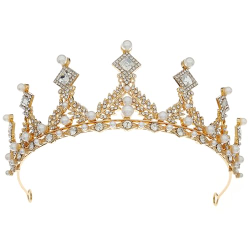 HAMPPLIES Perlen Tiara Braut Haarreif mit Funkelnden Strasssteinen Eleganter Haarschmuck für Hochzeiten Abendveranstaltungen und Festliche Partys Komfortabel und Sicher für Damen und von HAMPPLIES