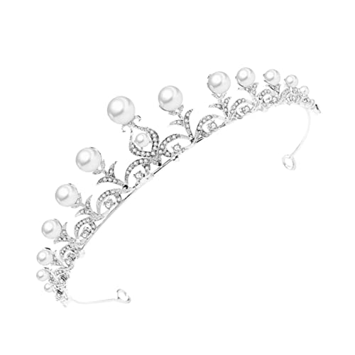 HAMPPLIES Perlenkronen Tiara Hochzeit Haarschmuck Braut Diadem Silber Strass Kopfschmuck Damen Elegant Leicht für Hochzeit Party Fotoshooting Cosplay Fest von HAMPPLIES