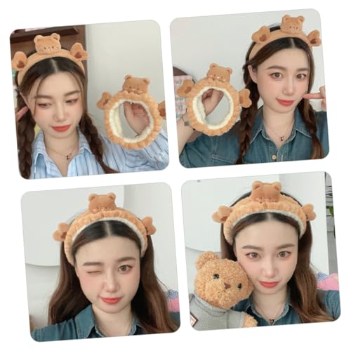 HAMPPLIES Plüsch Bär Ohr Haarband Verstellbar Waschgesicht Spa Stirnband Damen Weich Elastisch für Make up und Hautpflege Tägliche Anwendung Geschenkidee von HAMPPLIES