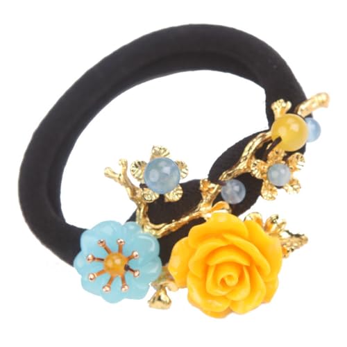 HAMPPLIES Retro Chinesisches Haarband mit Achat Perlen Vintage Haarschmuck für Damen Blumen Design Rutschfeste Haarschleife für Pferdeschwanz Vielseitiges Styling für Alltag und Party von HAMPPLIES