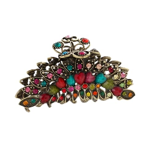 HAMPPLIES Retro Haarklammer mit Strasssteinen Große Vintage Haarklammer für Damen mit Rutschfesten Zähnen Eleganter Haarschmuck für Dutt und Sommer Farben von HAMPPLIES