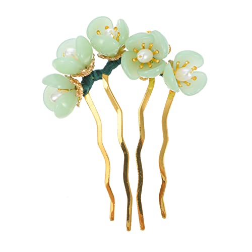 HAMPPLIES Retro Jade Blumen Haarpin aus Legierung Klassische Hanfu Haarschmuck Eleganter Lotus Blüten Haarnadel für Damen Vintage Haarstecker für Hochzeit Party Cosplay Alltag von HAMPPLIES