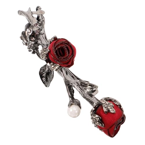 HAMPPLIES Retro Rosen Haarnadel aus Legierung mit Federverschluss Rotweinrote Blütenoptik Eleganter Haarschmuck für Frauen Geeignet für Hochzeit Abendparty und Alltag Stilvoll und Langlebig von HAMPPLIES