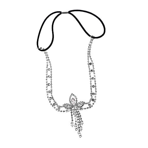 HAMPPLIES Rhinestone Braut Haarschmuck Haarkette mit Strassbesatz Eleganter Kopfschmuck für Hochzeit und Braut Damen und Mädchen Silberfarbenes Accessoire für Festliche Anlässe von HAMPPLIES