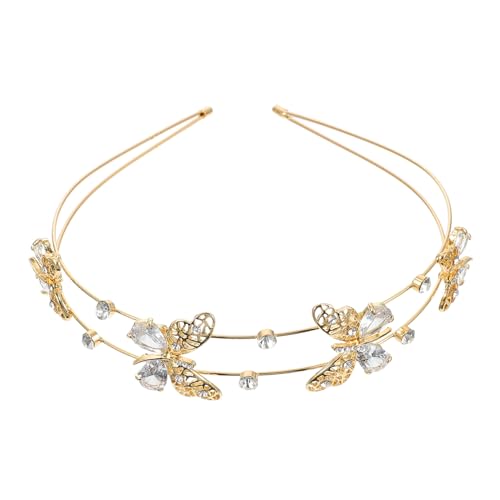 HAMPPLIES Rhinestone Haarschmuck Damen Hochzeit Stirnband Strass Schmetterling Kopfschmuck Braut Party Schmuck Goldfarben Langlebig und Modisch von HAMPPLIES