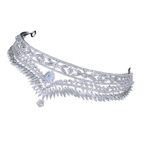 HAMPPLIES Rhinestone Krone für Damen Hochzeit Brautschmuck Barock Stirnreif Leicht Elegant Party Accessoire Silber von HAMPPLIES