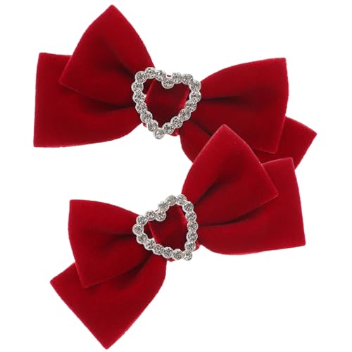 HAMPPLIES Rote Samt Haarschleifen Haarklammern für Mädchen Elegante Schleifen Haarspangen Aus Metall Weich Schonend Vielseitig Einsetzbar für Alltag und Fest von HAMPPLIES