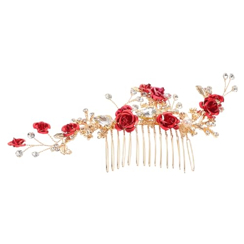 HAMPPLIES Roter Haarkamm mit Blume und Strasssteinen Eleganter Brautschmuck für Hochzeit und Party Sicherer Sitz Komfortables Material Vintage Haarspange für Braut und Brautjungfern HAMPPLIES Roter Haarkamm mit Blume und Strasssteinen Eleganter Brautschmuck für Hochzeit und Party Sicherer Sitz Komfortables Material Vintage Haarspange für Braut und Brautjungfern von HAMPPLIES
