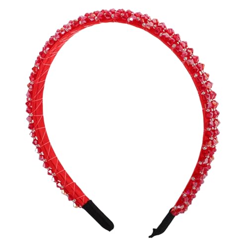 HAMPPLIES Rotes Haarband Damen Leichtes Glitzerndes Stirnband mit Funkelnden Kristallen Modischer Haarschmuck für Frauen und Mädchen Accessoire für Alltag und Besondere Anlässe von HAMPPLIES