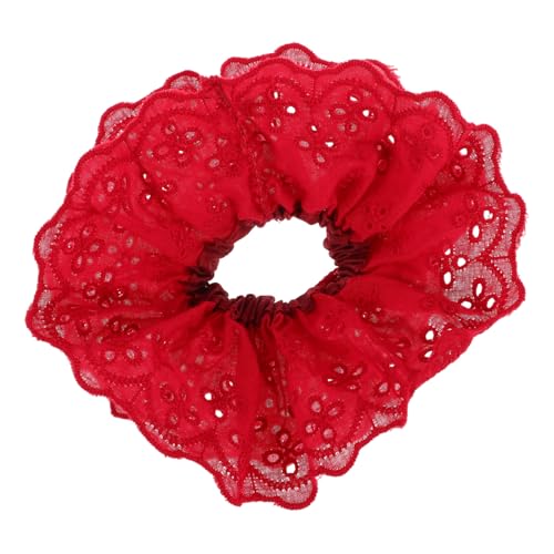 HAMPPLIES Rotes Haargummi mit Doppelter Spitze Elastisches Scrunchie für Frauen und Mädchen Weiches Bequemes Haarschmuck accessoire für Pferdeschwanz Hochsteckfrisuren und Vielseitige von HAMPPLIES