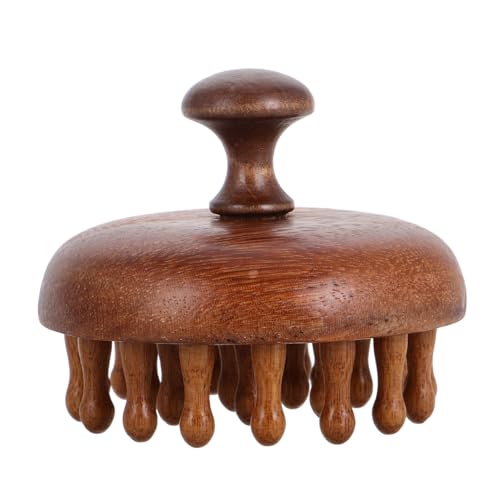 HAMPPLIES Runder Holz Kopfmassagekamm mit Dichten Borsten Natürliche Scalp Brush für Feuchtes und Trockenes Haar Tragbarer Haarbürste für Damen und Herren Entspannende Kopfhautmassage Reise von HAMPPLIES