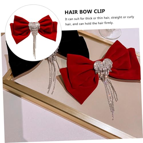 HAMPPLIES Schicke Haarklammer mit Strass und Tassel Samtroter Herz bowknot Haarschmuck für Damen Modischer Federklammer für Stilvolle Frisuren und Festliche Anlässe HAMPPLIES Schicke Haarklammer mit Strass und Tassel Samtroter Herz bowknot Haarschmuck für Damen Modischer Federklammer für Stilvolle Frisuren und Festliche Anlässe von HAMPPLIES