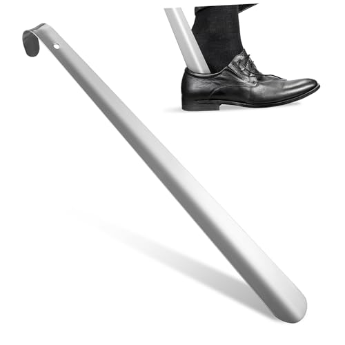 HAMPPLIES Schuhlöffel Langer Griff Rutschfester Schuhanzieher für Senioren Männer Frauen Robuster Metallischer Schuhhelfer mit Glatten Kanten Einfache Aufbewahrung von HAMPPLIES