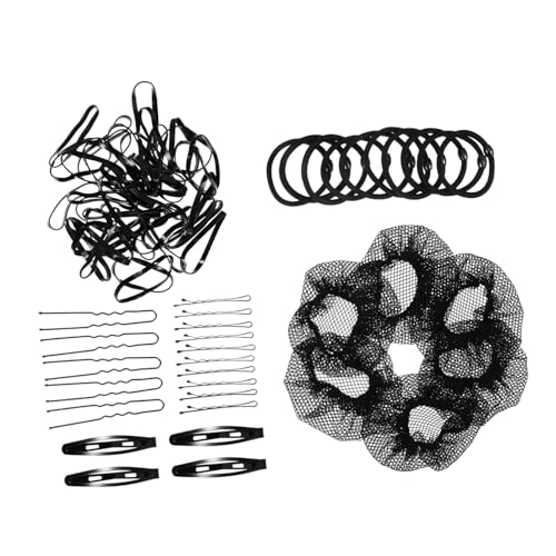 HAMPPLIES Schwarzes Haarnetz mit Elastischem Netzgewebe Haarknoten Accessoires für Frauen Teilig Unsichtbares Haarnetz für Tanz Hochzeit Sport und Alltag Haarschlaufe zum Durchziehen von HAMPPLIES
