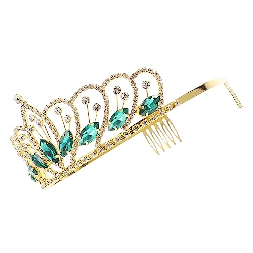 HAMPPLIES Strahlende Haarkrone Grün Funkelnde Braut Tiara Party Accessoire für Mädchen Hochzeitsblumenmädchen und Festliche Anlässe von HAMPPLIES