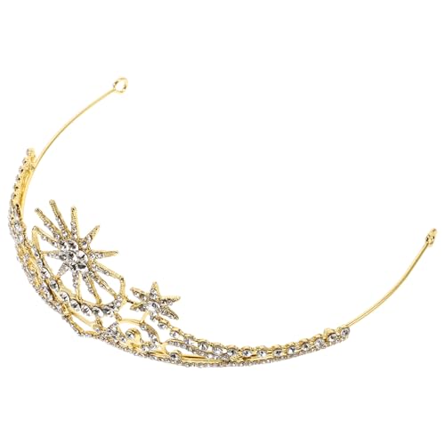 HAMPPLIES Strass Bridal Tiara Kronen Stirnband Hochzeit Braut Kopfschmuck Elegant Leicht Zinklegierung mit Funkelnden Kristallen für Hochzeit Party Brautaccessoire Goldfarben von HAMPPLIES