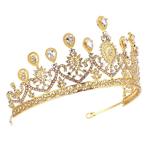 HAMPPLIES Strass Prinzessin Krone Hochzeit Braut Tiara Glänzende Zirkonia Kopfbedeckung für Damen Mädchen und Brautjungfern Robustes Design Passend für Hochzeitsfeier und Festlichkeit von HAMPPLIES