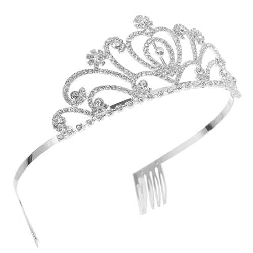 HAMPPLIES Strass krone mit Kamm Silberner Kopfschmuck für Hochzeit Braut und Fest Funkelndes Haarschmuck accessoire für Damen und Mädchen Ergänzung zu Brautkleid und Festlichen Anlässen von HAMPPLIES