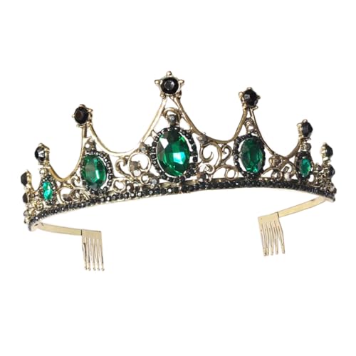 HAMPPLIES Stilvolle Strasskrone Für Braut Hochzeits-haarschmuck Mit Kamm Fotografie-requisite Und Modischem Kopfschmuck Für Damen Grün Und Gold von HAMPPLIES