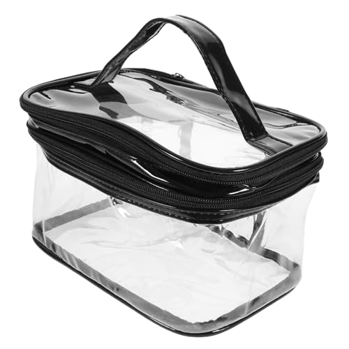 HAMPPLIES Transparente Kosmetiktasche Doppellagig Große Aufbewahrungstasche für Make Up und Toilettenartikel Reisetasche aus Strapazierfähigem für Damen und Herren von HAMPPLIES