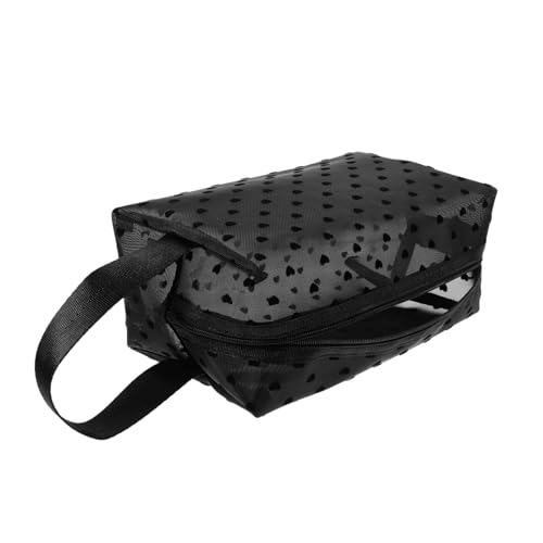 HAMPPLIES Transparentes Handliches Kosmetiktäschchen aus Nylon Mesh Kleines Makeup Organizer Bag mit Reißverschluss Modisch für Damen als Reise und Schminktasche Unterwegs von HAMPPLIES