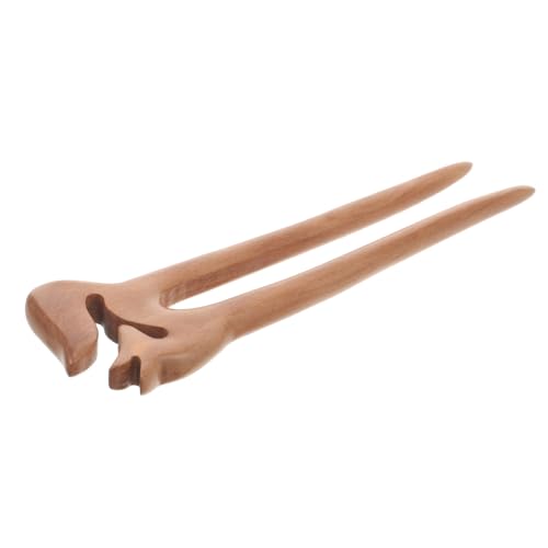 HAMPPLIES U Förmige Haarspange aus Pfirsichholz Vintage Haarnadel für Dutt und Hochsteckfrisuren Handgefertigter Haarschmuck für Damen Stabiler Haarstab für Langes Haar Rustikaler Look von HAMPPLIES