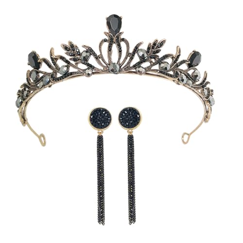 HAMPPLIES Vintage Brautkrone und Ohrringe aus Hochwertiger Legierung Luxuriöse Barock Haaraccessoires für Hochzeit Geburtstag und Besondere Anlässe Schwarzes Design für Damen HAMPPLIES Vintage Brautkrone und Ohrringe aus Hochwertiger Legierung Luxuriöse Barock Haaraccessoires für Hochzeit Geburtstag und Besondere Anlässe Schwarzes Design für Damen von HAMPPLIES