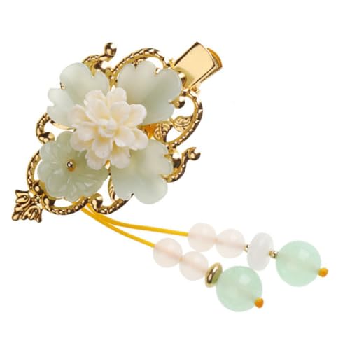 HAMPPLIES Vintage Chinesische Haarklammer mit Glasblumen und Quasten Stabile Haarnadel für Damen Vielseitiger Haarschmuck für Hochzeiten Partys und Traditionelle Frisuren von HAMPPLIES