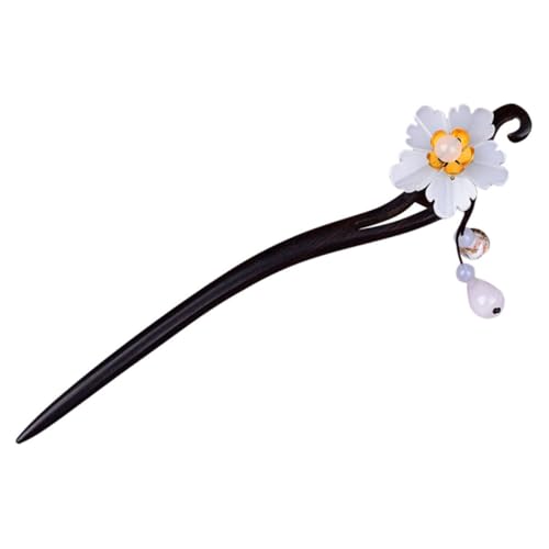 HAMPPLIES Vintage Haarnadel aus Schwarzem Ebenholz Handgefertigter Blüten design Haarstab Langlebiger Haarschmuck für Damen Modische Retro Haarspange Geeignet für Hochzeit und Alltag von HAMPPLIES