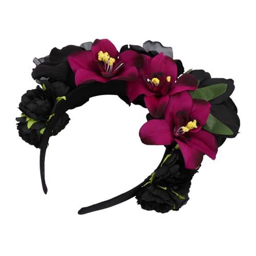 HAMPPLIES Vintage Haarschmuck mit Großer Stoff Halloween Party Haarreif Kopfstück mit Simuliertem Blumenmuster Hautfreundlich Geeignet für Kostümparty und Karneval Zufällige Zufällige Farbe von HAMPPLIES