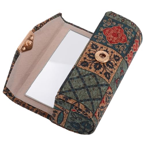 HAMPPLIES Vintage Lippenstifthalter mit Integriertem Spiegel Weiche Kork Make Up Tasche Kratzfester Lippenstift Organizer Tragbare Kosmetiktasche für Handtasche Eleganter Lippenstift von HAMPPLIES