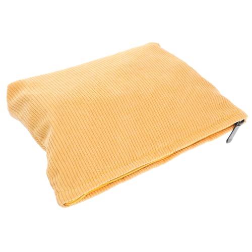 HAMPPLIES Vintage Make-up Organizer Tasche aus Weichem Cordstoff Geräumiger Kulturbeutel mit Reißverschluss für Frauen für Reise und Alltag Stylische Kosmetiktasche in Gelb von HAMPPLIES