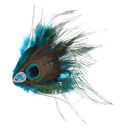 HAMPPLIES Vintage Pfauenfedern Haarspange mit Strassbesatz Farbenfrohe Federleichte Seitenklammer für Damen Stilvolles Haarschmuck accessoire für Hochzeit Party und Festliche Anlässe von HAMPPLIES