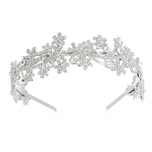 HAMPPLIES Vintage Stil Haarschmuck mit Blumen und Funkelnden Strasssteinen Silberner Kopfschmuck für Frauen Charmantes Haarband für Hochzeit Party und Festliche Anlässe von HAMPPLIES