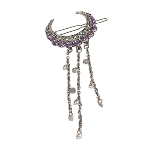 HAMPPLIES Wasserfester Haarklammer mit Funkelnden Kristallsteinen und Eleganter Quaste Mondförmiger Haarschmuck für Damen und Mädchen für Partys Zeremonien und Tägliches Styling von HAMPPLIES
