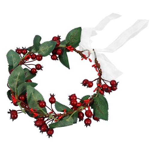 HAMPPLIES Weihnachtsgirlande Haarreif mit Roten Beeren Elastischer Blumenkranz Haarschmuck für Damen Mädchen Festliches Stirnband für Weihnachten Strandurlaub und Party von HAMPPLIES
