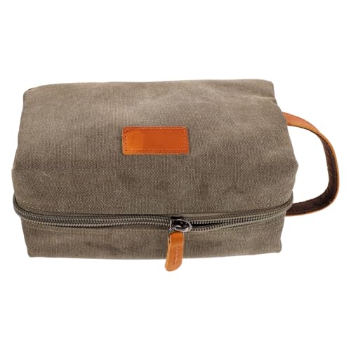 HAMPPLIES wasserdichte Canvas Kosmetiktasche Reise Make Up Organizer Tragbar Leicht Robust Vintage Grün von HAMPPLIES