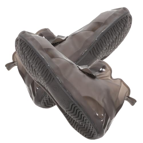 HAMPPLIES wasserdichte Überschuhe mit Doppeltem Schnappverschluss Dicke rutschfeste Schuhüberzieher für Herren Strapazierfähige Outdoor Regenschutz Schuhe Braun von HAMPPLIES