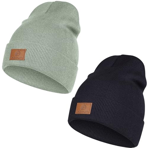 HAMUNI Beanie Mütze für Herren Damen, Klassische Wintermützen Bequem Atmungsaktiv Weich Acryl Beanie Hat Strickmütze Vintage Einfarbig Strick Bündchen Beanies Unisex von HAMUNI